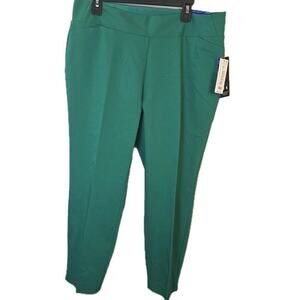 Investments Park Ave Fit Ankle Pants Elite Stretch Size 14 Green NWT Sec Support